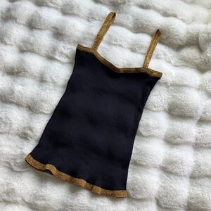 Saint Laurent Black Festive Top with Gold Sparkle Accents